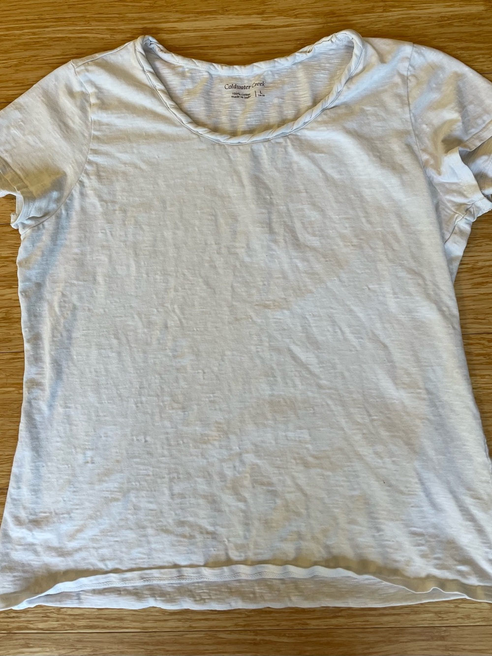 Coldwater Creek White Short Sleeve Scoop Neck Tee